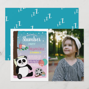 Panda Slumber Party Birthday Movies Popcorn Foto Kaart