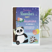 Panda Slumber Party Blauwgroen Films Popcorn Kaart (Staand voorkant)