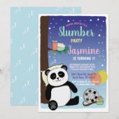 Panda Slumber Party Blauwgroen Films Popcorn Kaart (Voorkant / Achterkant)