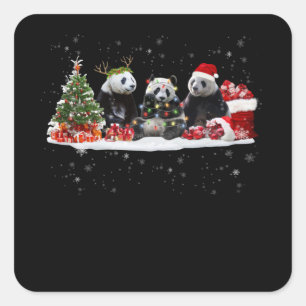 panda smakelijk kerstcadeau voor panda - liefhebbe vierkante sticker