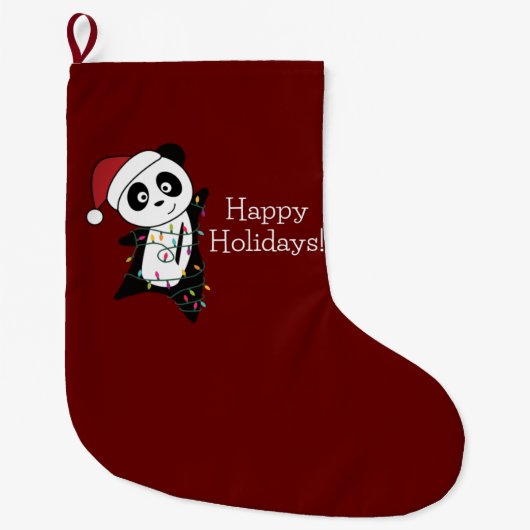 Panda Snow Winter Animals Pandas Large C Grote Kerstsok (Voorkant)