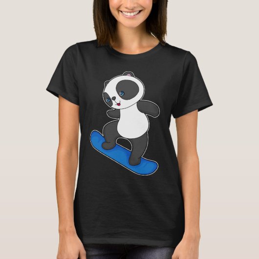 Panda Snowboard Winter Sport T-shirt (Voorkant)