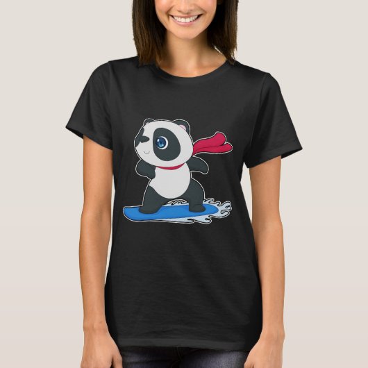 Panda Snowboard Winter Sport T-shirt (Voorkant)