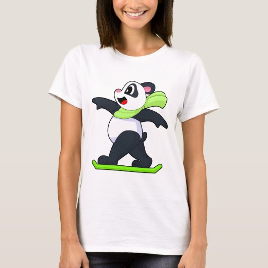 Panda Snowboarder Snowboard Winter sports T-shirt (Voorkant)