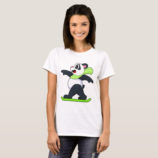 Panda Snowboarder Snowboard Winter sports T-shirt (Voorkant volledig)