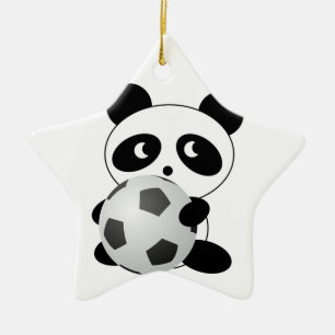 Panda soccer keramisch ornament