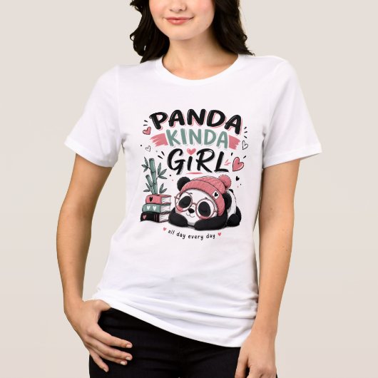 Panda Soort Meisje Schattig Panda Tri-Blend Shirt (Voorkant)