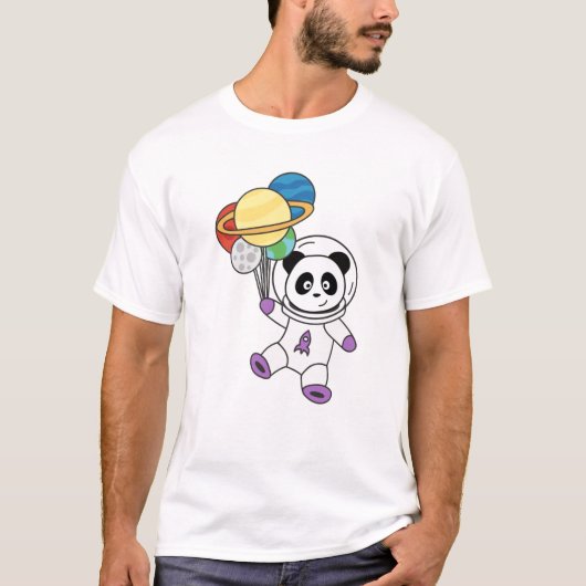 Panda Space Planet Moon Earth Astronaut Saturn T-shirt (Voorkant)