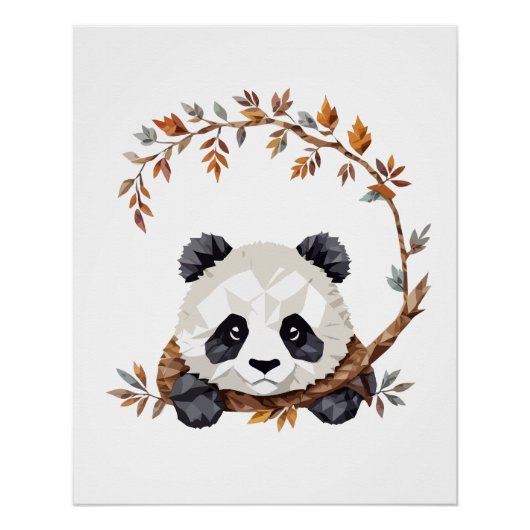 Panda speels Schattig leuk dier kleurrijk vrolijk Perfect Poster (Voorkant)