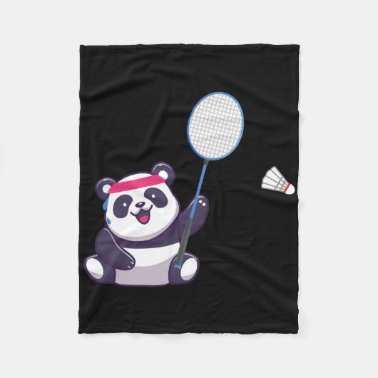 Panda speelt badminton grappige sportspeler coach fleece deken (Voorkant)