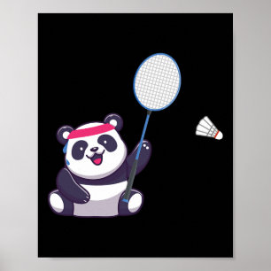 Panda speelt badminton grappige sportspeler coach poster