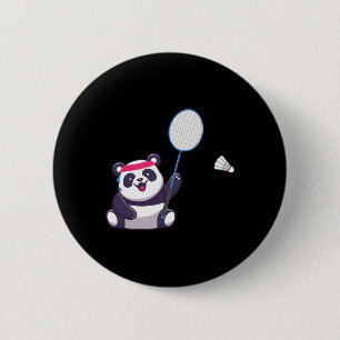 Panda speelt badminton grappige sportspeler coach ronde button 5,7 cm