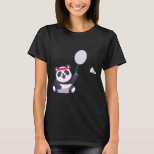Panda speelt badminton grappige sportspeler coach t-shirt