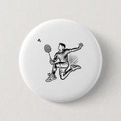 Panda speelt badminton speler shuttle ronde button 5,7 cm (Voorkant)