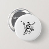 Panda speelt badminton speler shuttle ronde button 5,7 cm (Voorkant /achterkant)