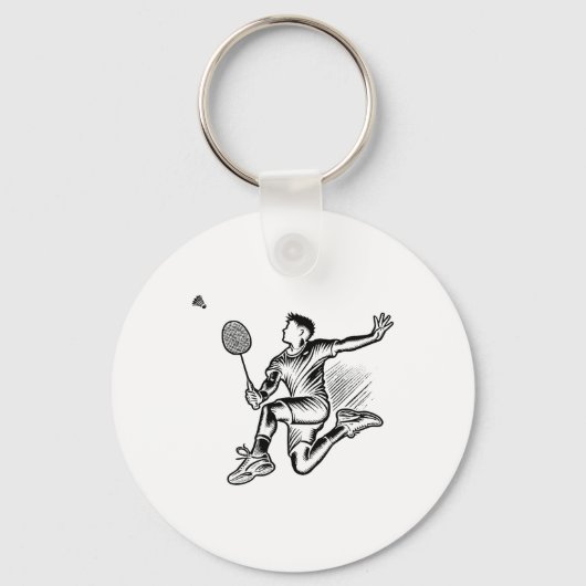 Panda speelt badminton speler shuttle sleutelhanger (Voorkant)