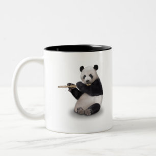 Panda speelt de Flute T-Shirt Tweekleurige Koffiemok