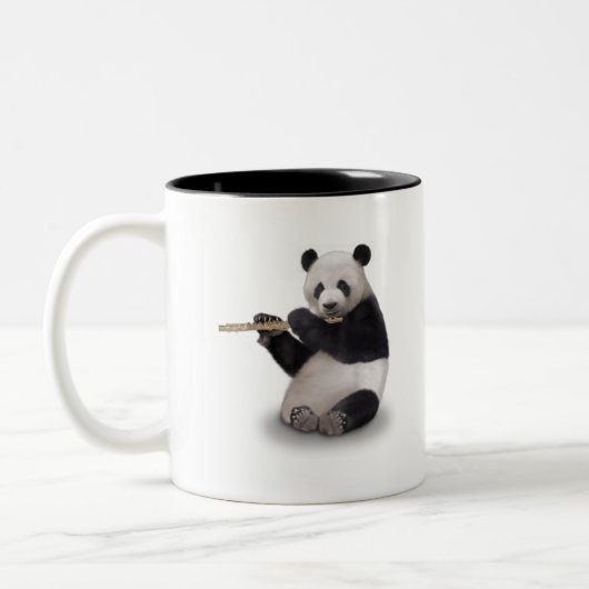 Panda speelt de Flute T-Shirt Tweekleurige Koffiemok (Links)