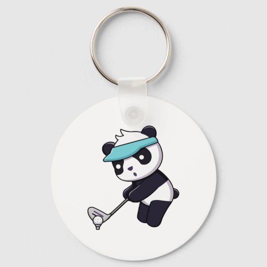 Panda speelt golf, grappig dier golfer panda beer sleutelhanger (Voorkant)