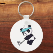 Panda speelt golf, grappig dier golfer panda beer sleutelhanger (Voorkant)