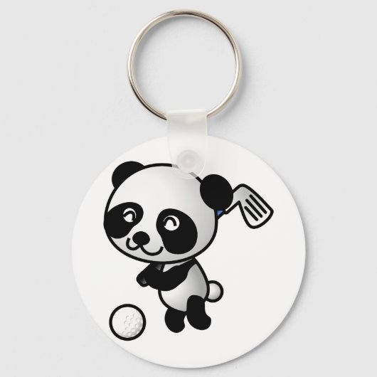 Panda speelt golf sleutelhanger (Voorkant)