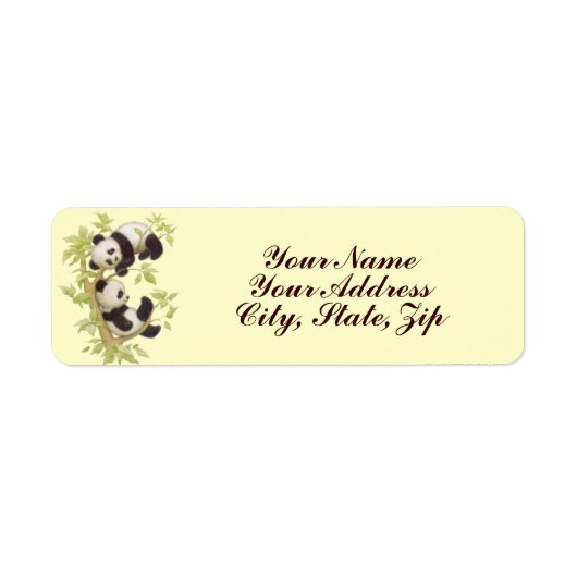 Panda speelt in een boom etiket (Voorkant)