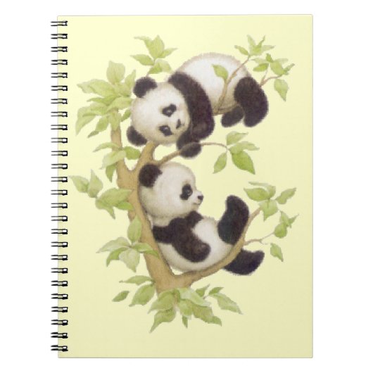 Panda speelt in een boom notitieboek (Voorkant)