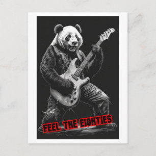 Panda speelt Rock, zegt: Voel de Eighty's aan Feestdagenkaart
