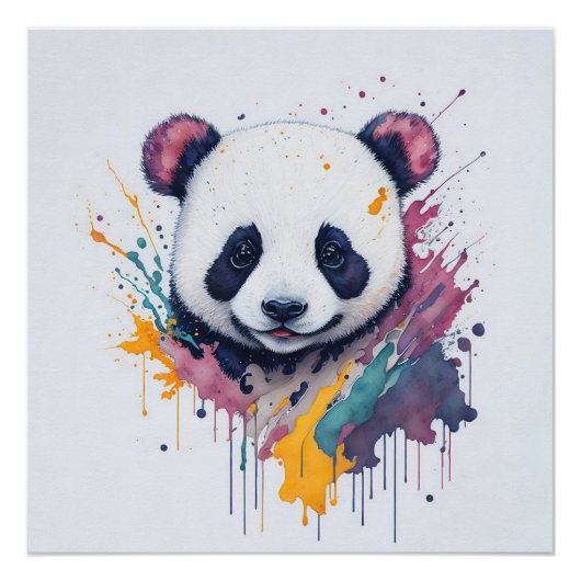Panda Splash Art Painting Perfect Poster (Voorkant)
