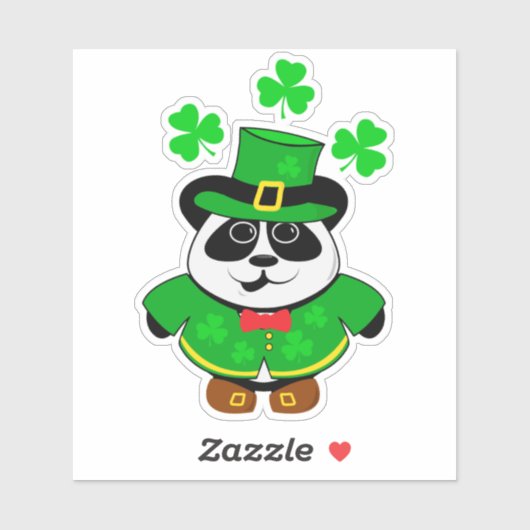 Panda St Patricks Dag Leuk Dier Sticker (Vel)