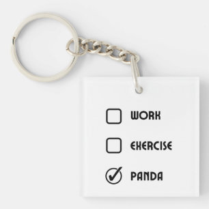 Panda Status Vierkante Sleutelhanger