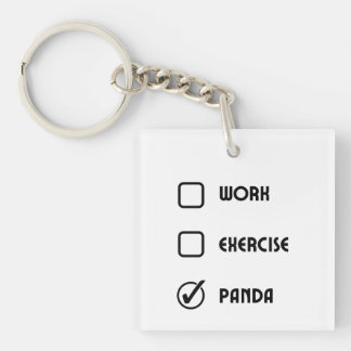 Panda Status Vierkante Sleutelhanger