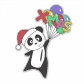 Panda-Sticker voor kerstwintersneeuw Sticker (Voorkant)