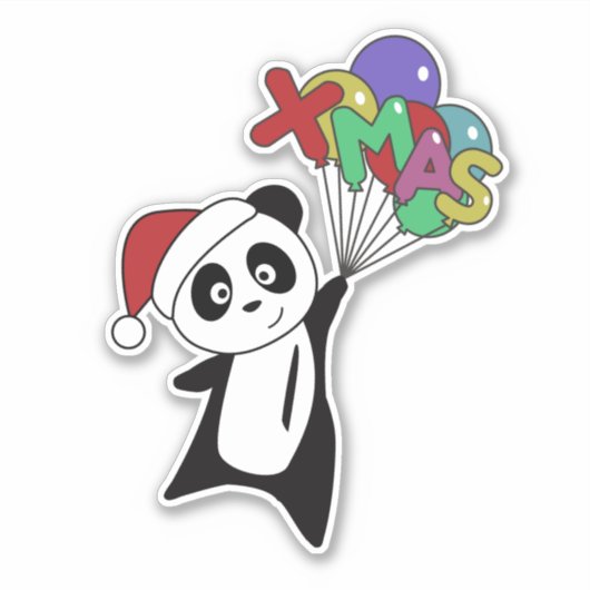Panda-Sticker voor kerstwintersneeuw Sticker (Voorkant)