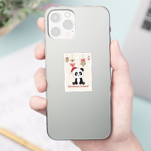 Panda-Sticker voor kerstwintersneeuw Sticker (Telefoon)