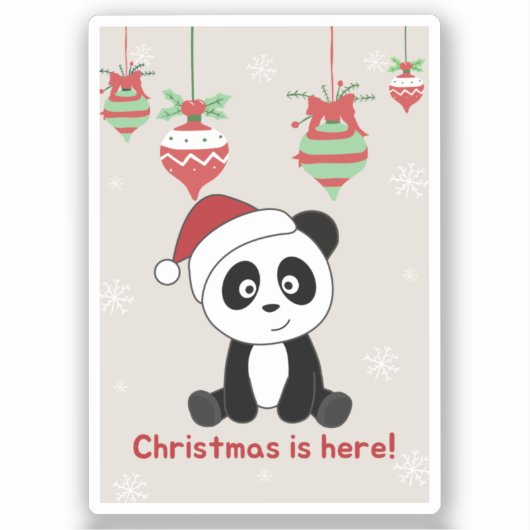 Panda-Sticker voor kerstwintersneeuw Sticker (Voorkant)