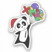 Panda-Sticker voor kerstwintersneeuw Sticker (Voorkant)