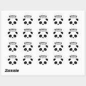 Panda Stickers, Zwart en Wit Verjaardag Ronde Sticker (Vel)