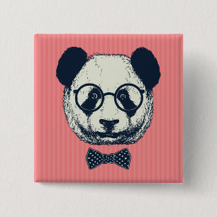 Panda Stripes Vierkante Button 5,1 Cm