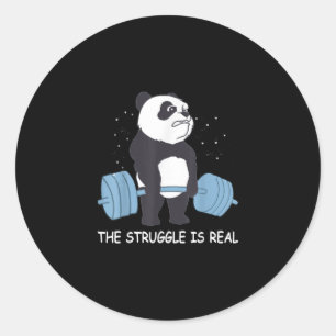 Panda Struggle is een echte Beer die funny Gym doo Ronde Sticker