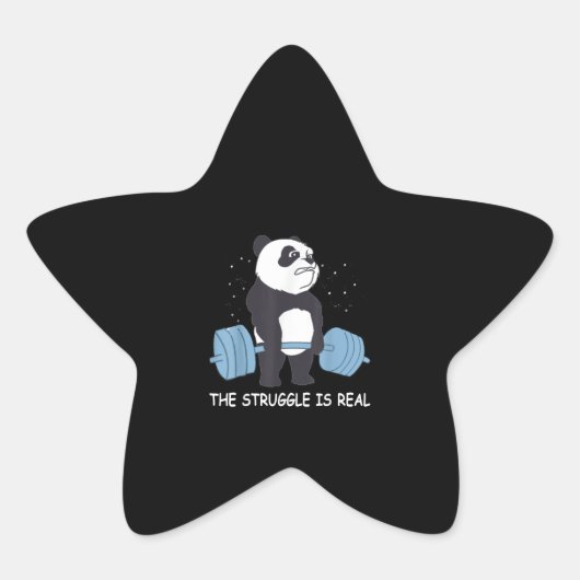 Panda Struggle is een echte Beer dodelijk grappige Ster Sticker (Voorkant)