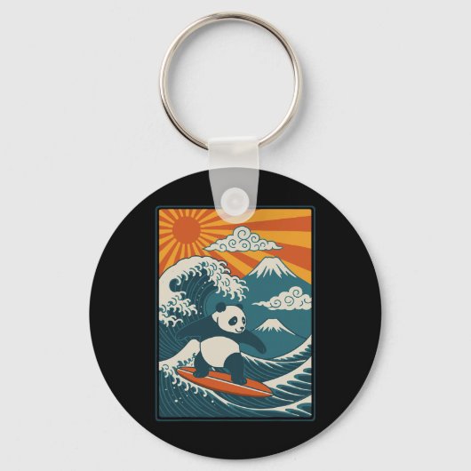 Panda Surfing Japanese _4 Sleutelhanger (Voorkant)