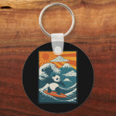 Panda Surfing Japanese _4 Sleutelhanger (Voorkant)