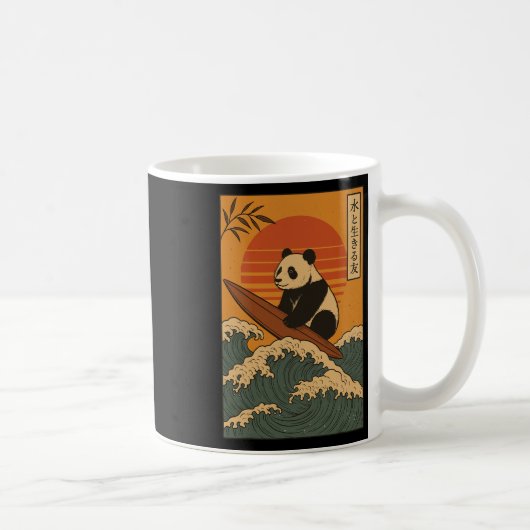 Panda surft Japans _1 Koffiemok (Rechts)