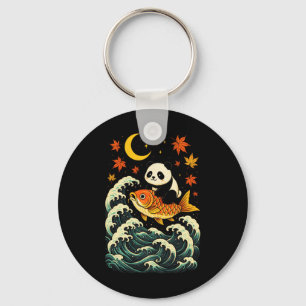 Panda surft op golf - Grappige Japanse dier kunst Sleutelhanger