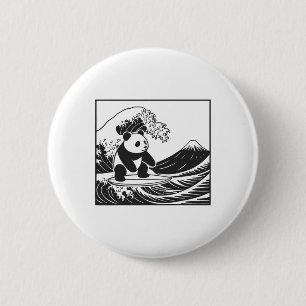 Panda surft op Japanse golf Grote golf _5 Ronde Button 5,7 Cm