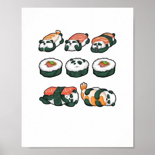 Panda Sushi Cute Maki Lover Funny Food Gift Poster (Voorkant)