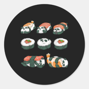 Panda Sushi Knuffel Dier Maki Voedsel Ronde Sticker