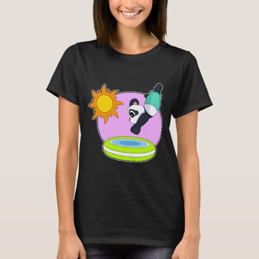 Panda Swimming Swimming pool Summer T-shirt (Voorkant)