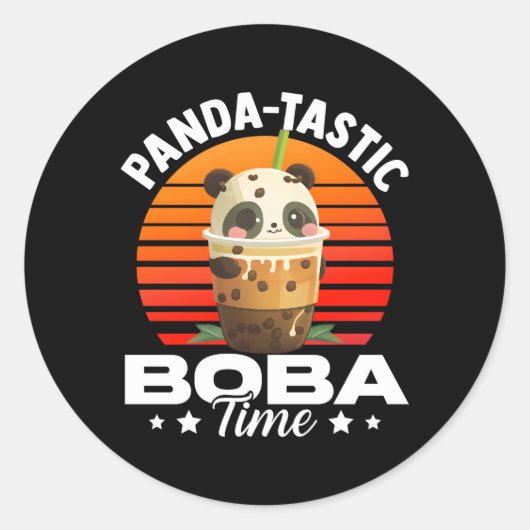 Panda-Tastic Boba Time Panda Bubble Tea Anime Ronde Sticker (Voorkant)